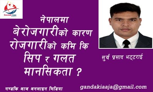 नेपालमा बेरोजगारिको कारण रोजगारिको कमि कि सिप र गलत मानसिकता ?