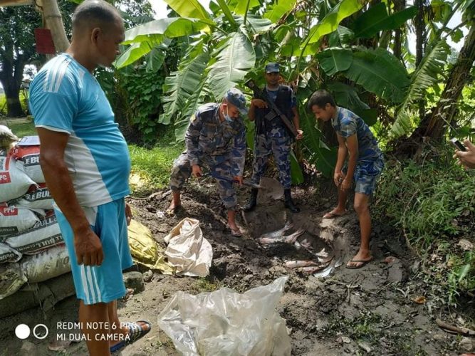 सशस्त्र  प्रहरीद्वारा अवैध माछा बरामद