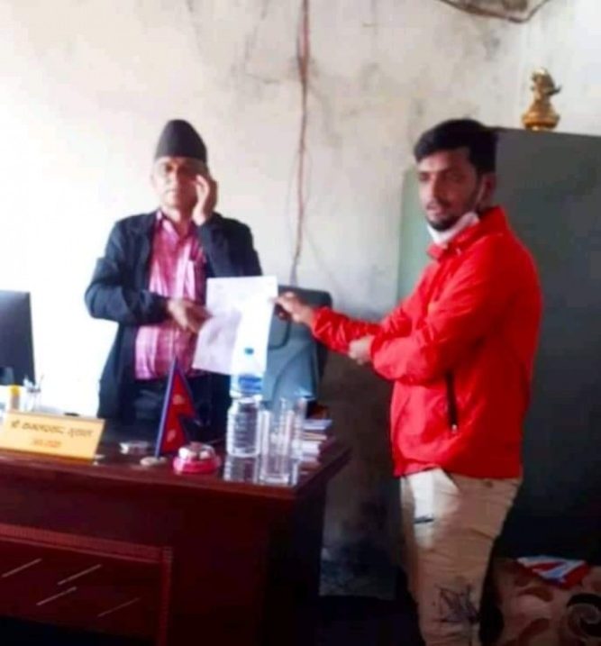 पर्वतको बिहादी गाउपालिकालाइ ने बि संघको ध्यानाकर्षण पत्र